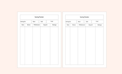 saving tracker template kdp book