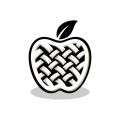 Apple pie logo vector illustration template black and white