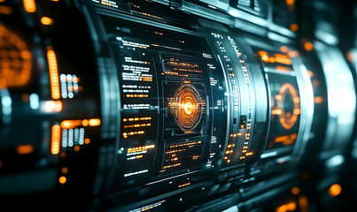 Obraz premium Futuristic Digital Interface with Data Visualization