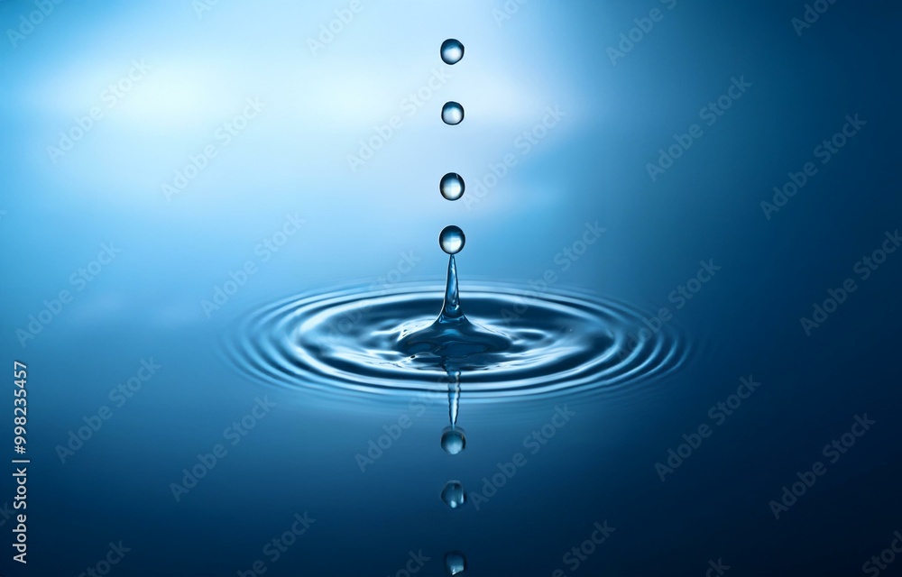 Poster A single water drop falls into still water, creating a circular ripple pattern.