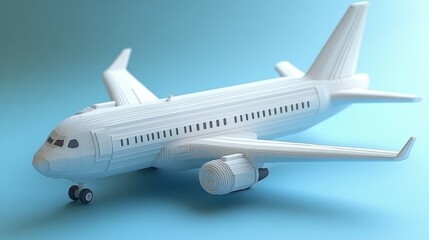Fototapeta premium A detailed model of a commercial airplane, perfect for aviation enthusiasts and travel-themed projects.
