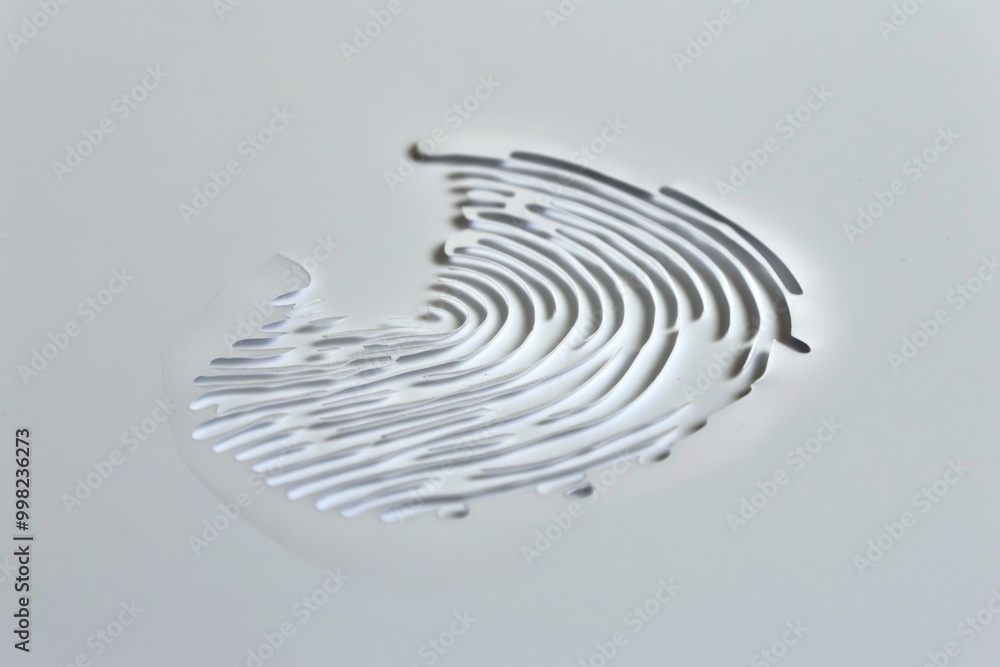 Poster a detailed view of a human fingerprint on a clean white background