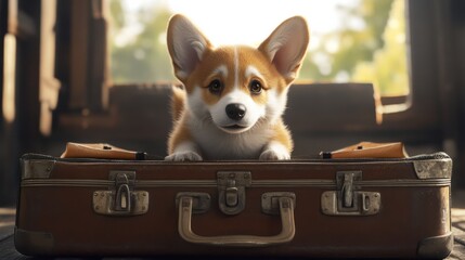 Corgi Puppy Happily Exploring in a Natural Environment