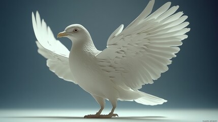 Fototapeta premium A majestic white bird in mid-flight, symbolizing peace and freedom against a soft gradient background.