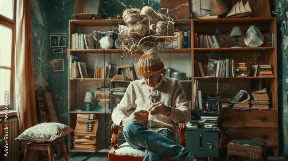 Poster a person sitting in a chair with a book open before them