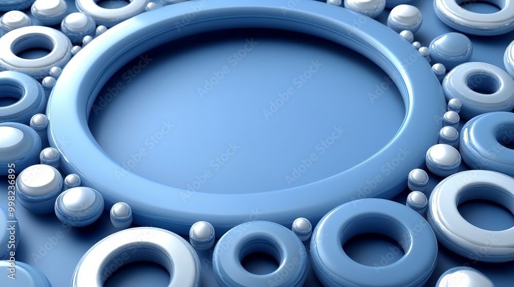 Poster a minimalistic blue abstract background featuring circular shapes, perfect for modern design project