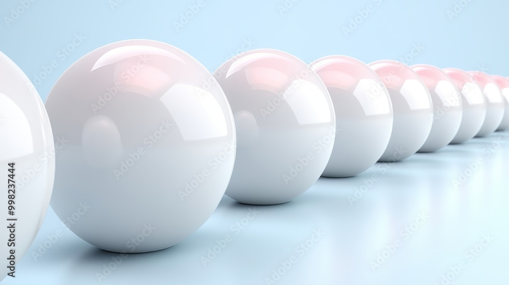 Poster a row of glossy white spheres creates a modern and minimalistic visual aesthetic, perfect for variou