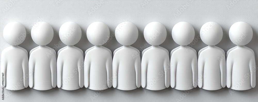Aufkleber a row of minimalist white figures representing teamwork and collaboration in an abstract design.