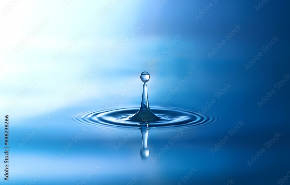 Poster a single drop of water falls into still water, creating a perfect circular ripple.