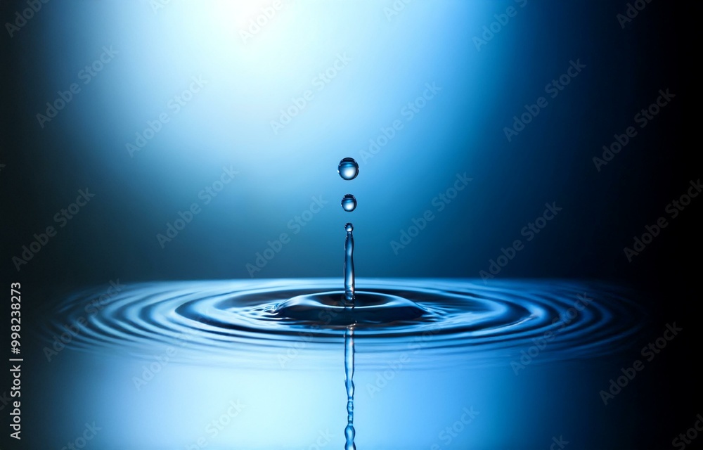 Aufkleber a single water drop falls into a still body of water, creating ripples.