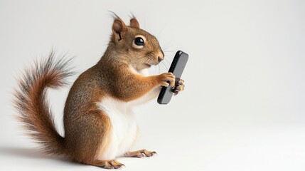 Obraz premium Happy Squirrel with Phone