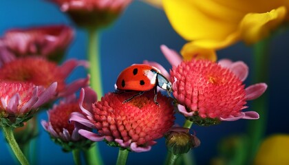 Ladybug, macro, flowers, nature