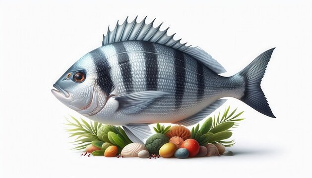 sea ​​bream on white background