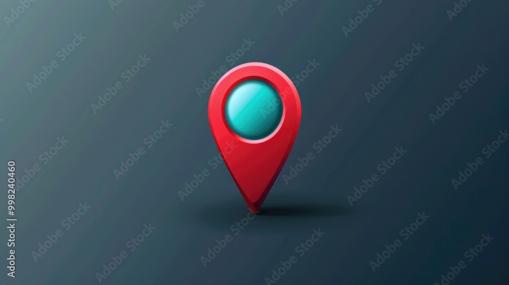 Poster A single red pin with a green marker for marking or identifying something
