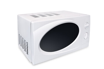 White Rectangular Microwave on a white isolated background