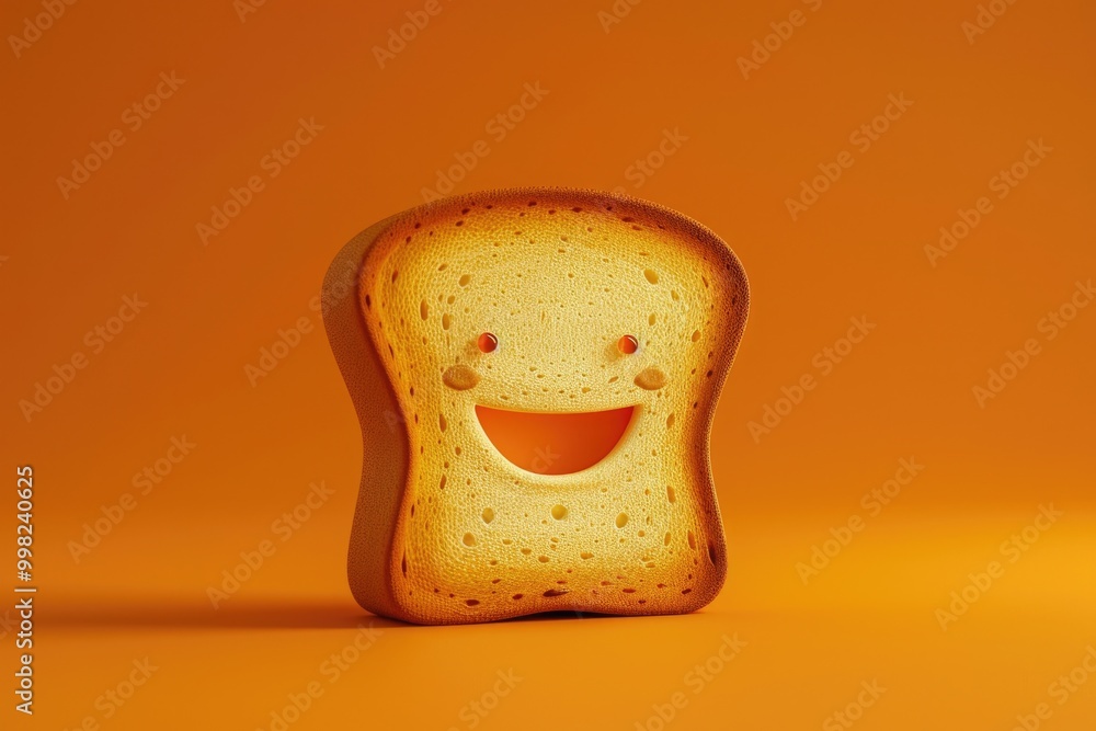 Aufkleber a slice of bread with a cheerful smile drawn on it