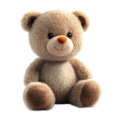 Obraz premium A toy teddy bear with brown eyes and an orange and brown nose
