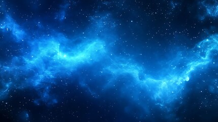 Obraz premium A vibrant cosmic scene filled with blue nebulas and stars.