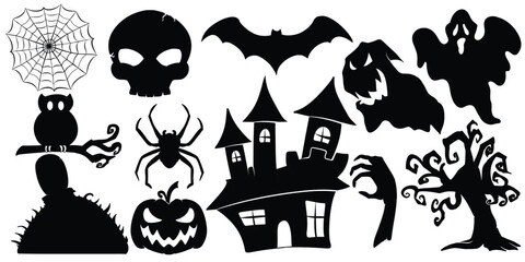 Obraz premium scarry element for halloween. silhouette, flat, monochrome or black and white concept. horror, ghost, dark, event, mystery themes
