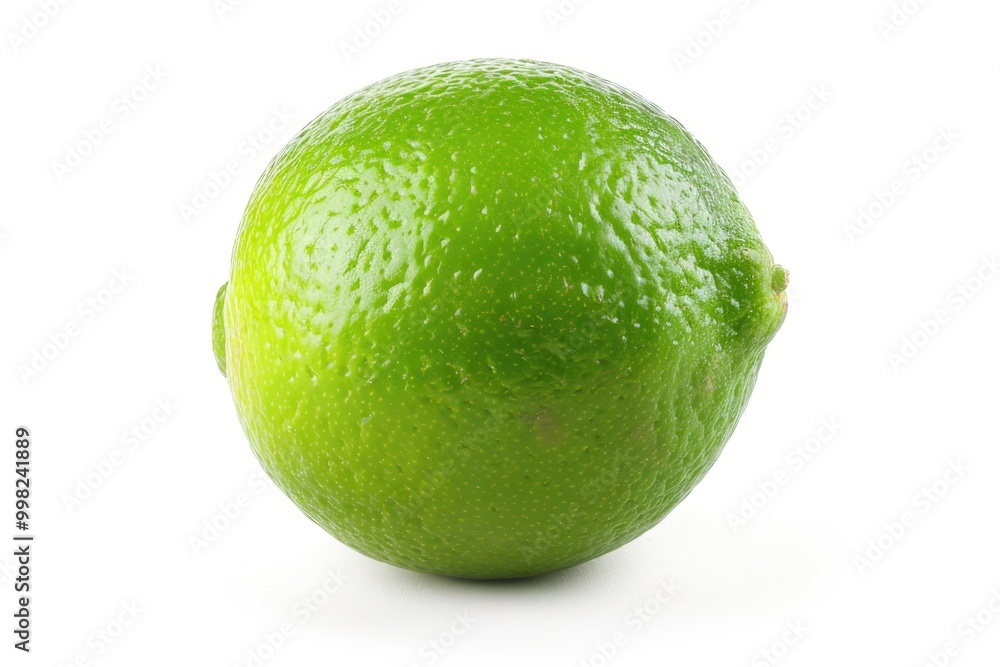 Poster A close-up shot of a single lime sitting on a white background
