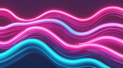 Naklejka premium Vibrant Neon Waves on Dark Background