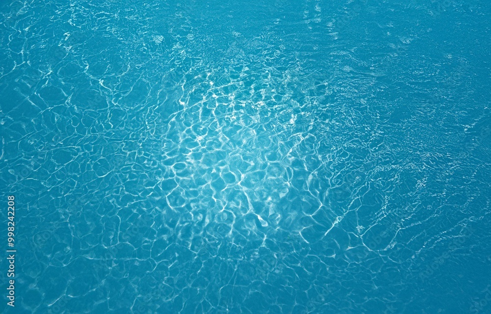 Fototapete a close-up view of a shimmering pool of water with rippling surface and bright sunlight reflection.