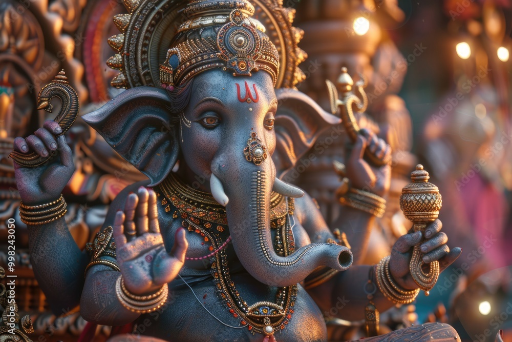 Poster a detailed view of an elephant statue, suitable for use in educational or artistic contexts