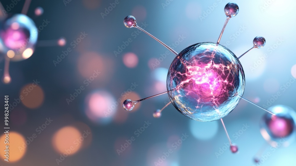 Poster abstract molecular structure with colorful background