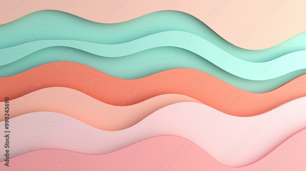 Poster soft wavy patterns in pastel colors for background use