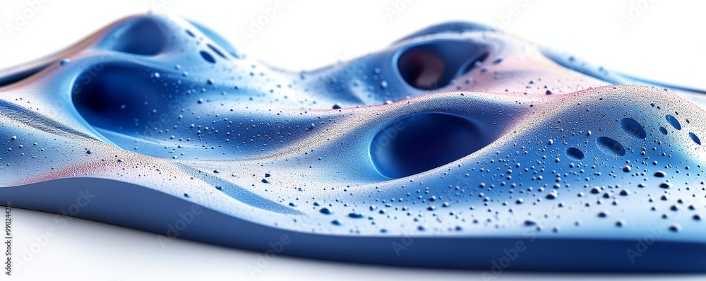 Poster abstract blue landscape with smooth curves and unique textures, evoking a sense of depth and tranqui