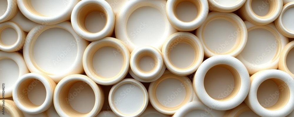 Poster Abstract composition featuring various round shapes in soft neutral tones, perfect for minimalist design projects.