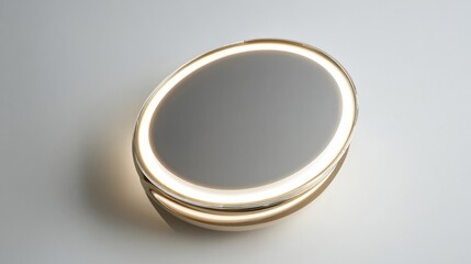 A stylish vanity mirror with built-in lighting, isolated on a white background