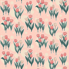 Bright pink tulip pattern desing