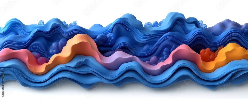 Poster colorful abstract waves in varying shades create a visually striking and dynamic composition, perfec