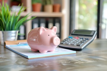 Financial Planning and Savings Strategy with Piggy Bank and Budget Goals