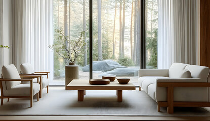 Fototapeta premium Minimalist Scandinavian Living Room with Natural Light