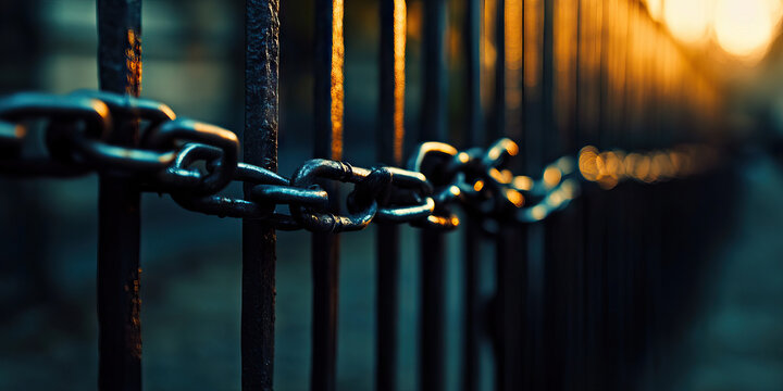 Shackled City: Barricaded streets, chained gates, guarded checkpoints.
