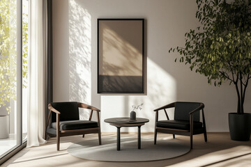 Elegant minimalistic interior design mockup