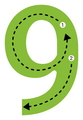 Tracing number. Mathematic clipart.