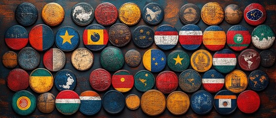 A Colorful Display of Country Flags in Vibrant and Vivid Colors for Creative Projects and Designs