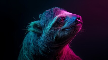 Neon Sloth Portrait Art