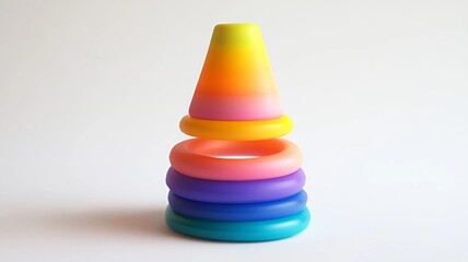 A Bright and Colorful Rainbow Stacking Ring Toy for Toddlers, Encouraging Fun, Learning, and Coordination with Vibrant and Engaging Design, Generative AI