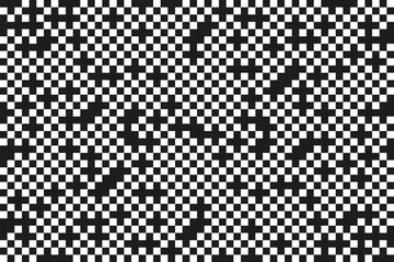 Weird Checkered Pixels Glitch Effect Abstract Background.  Glitch Checkered Pixels Pattern.  Glitch datamoshing camera effect. Retro VHS background like in old video tape rewind or no signal TV screen
