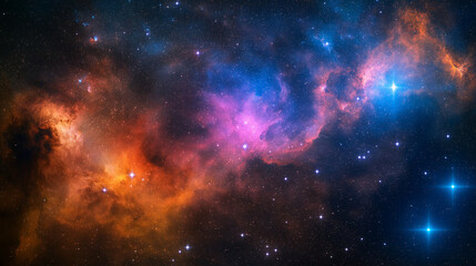 Naklejka premium Colorful Nebula with Stars and Cosmic Dust in Deep Space 