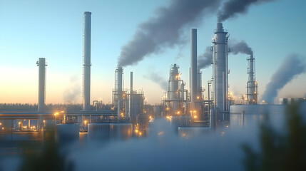 Obraz premium Industrial Petrochemical Facility at Dusk