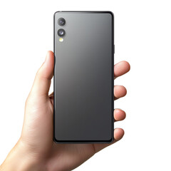A person holding a sleek, modern smartphone, showcasing its elegant design and minimalist style against a clean background.