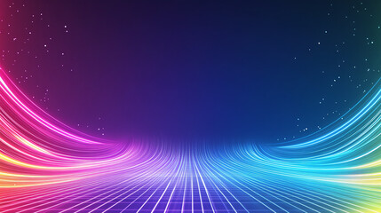 Fototapeta premium Colorful / Rainbow abstract technology background with grid lines. 
