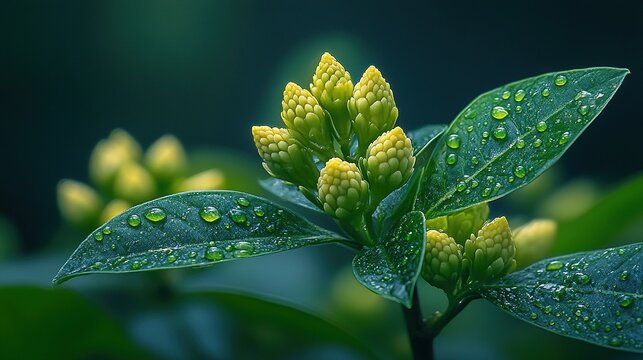 Bright Green Loroco Flower Buds Emerging Among Lush Foliage in a Vibrant Natural Environment