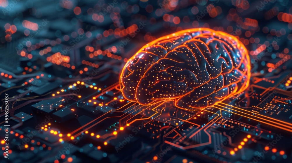 Poster a brain is shown in a computer chip