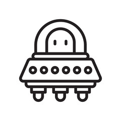 Ufo Line Icon on white background